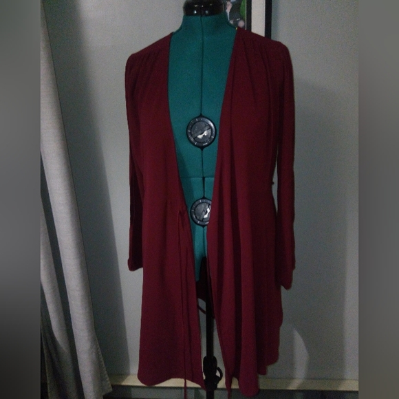 Monteau Wrap Dress With Peek A Boo Slit Sleeves Sz L NWT - Picture 13 of 14